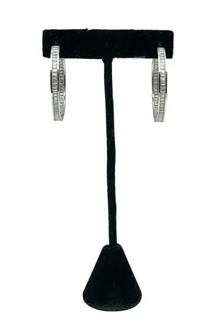1 1/4" Baguette Hoops Silver