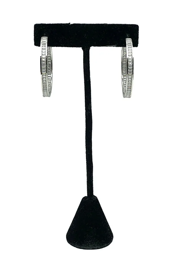 1 1/4" Baguette Hoops Silver
