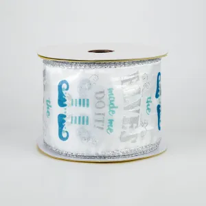 2.5" Elves Made Me Ribbon: Light Blue & Silver (10 Yards)