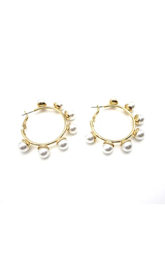 8mm Pearl Trimmed Hoops