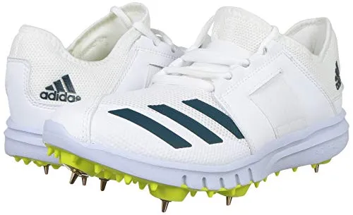 Adidas Kid's Howzat Spike Junior 20 Cricket Shoe- FTWWHT/WILTEA/ACIYEL, 3 UK
