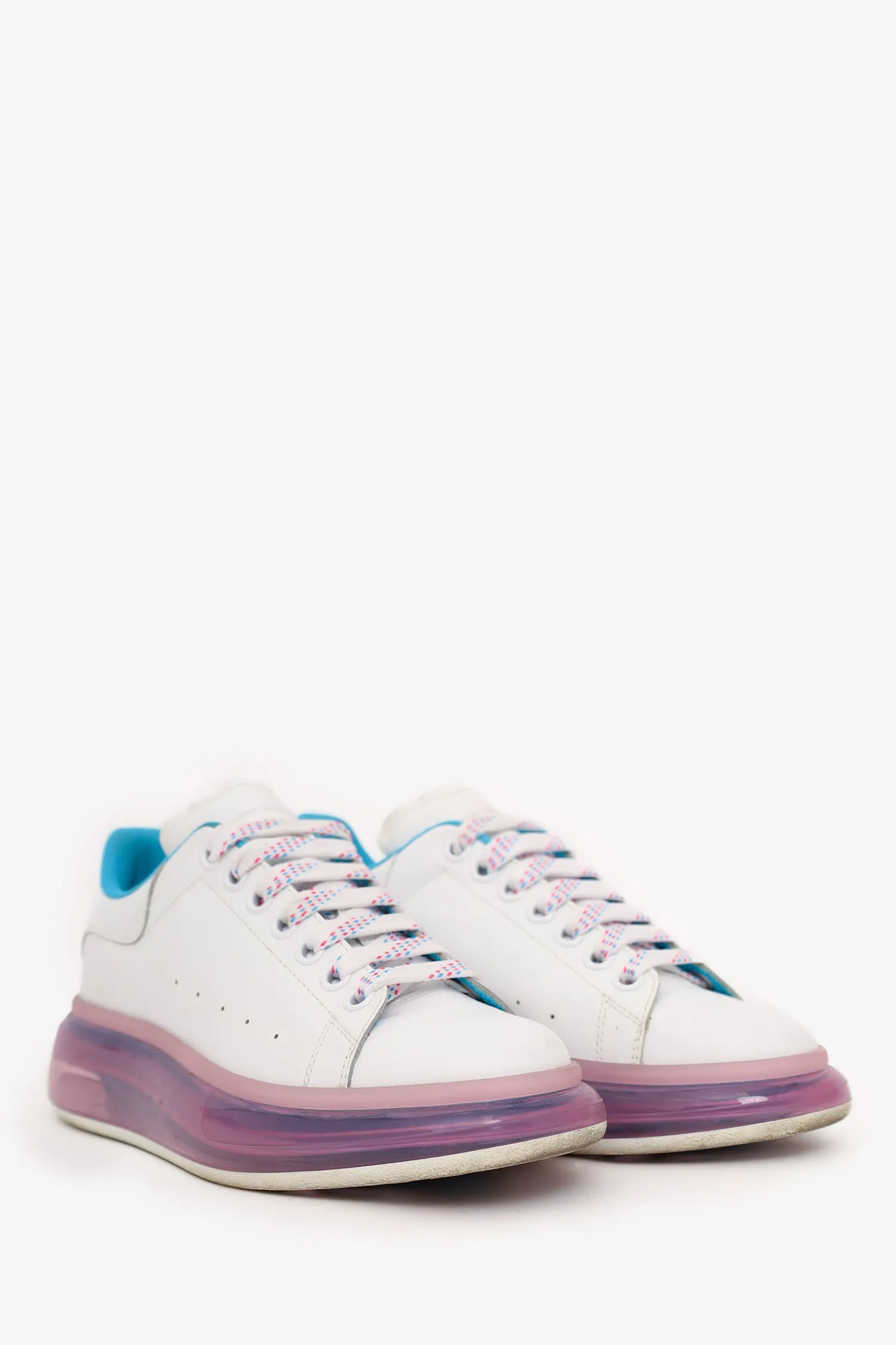 Alexander McQueen White Leather Transparent Sole Sneakers Size 39