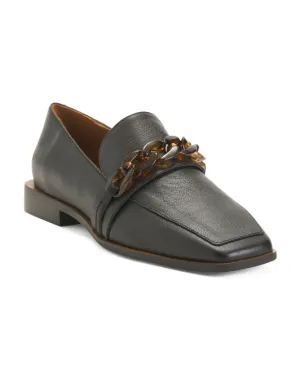 ANGEL ALARCON Made In Spain Leather Flats With Chain