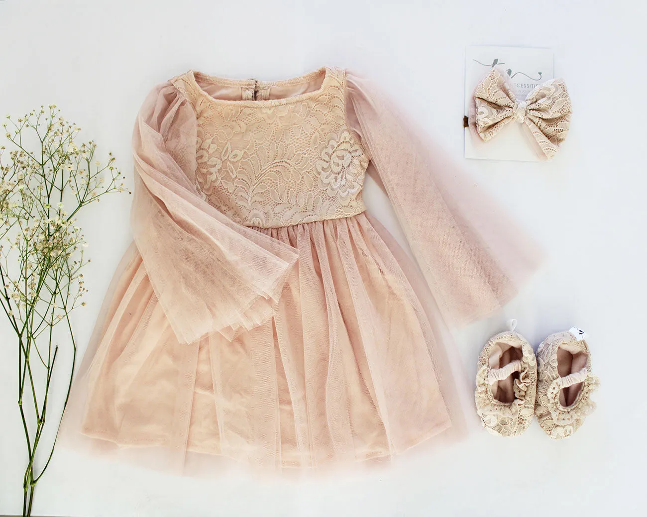 Angel Wing Dress - Soft Peach (headband   shoes sold separately)