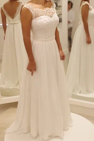 Anneprom Simple A Line Backless Beach Wedding Dress Ball Gowns APW0031