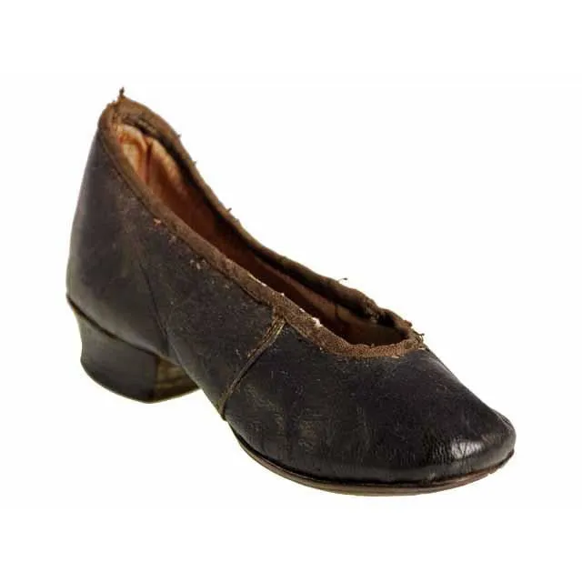 Antique Leather Childrens Slipper Shoe ( single) 1840s Hand Made
