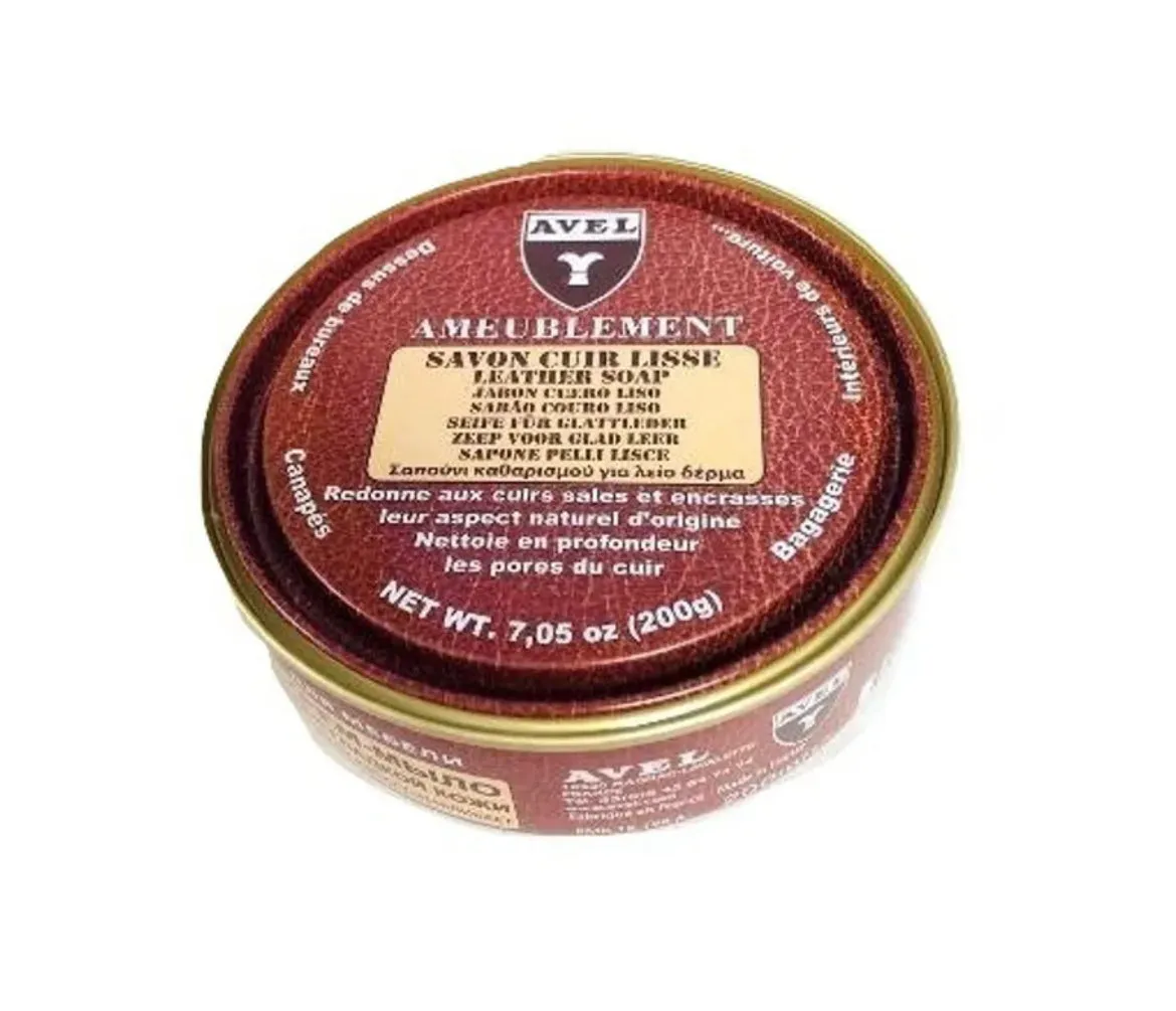 Avel Ameublement Savon Cuir Lisse Leather Soap Cleaner 200g Made In France
