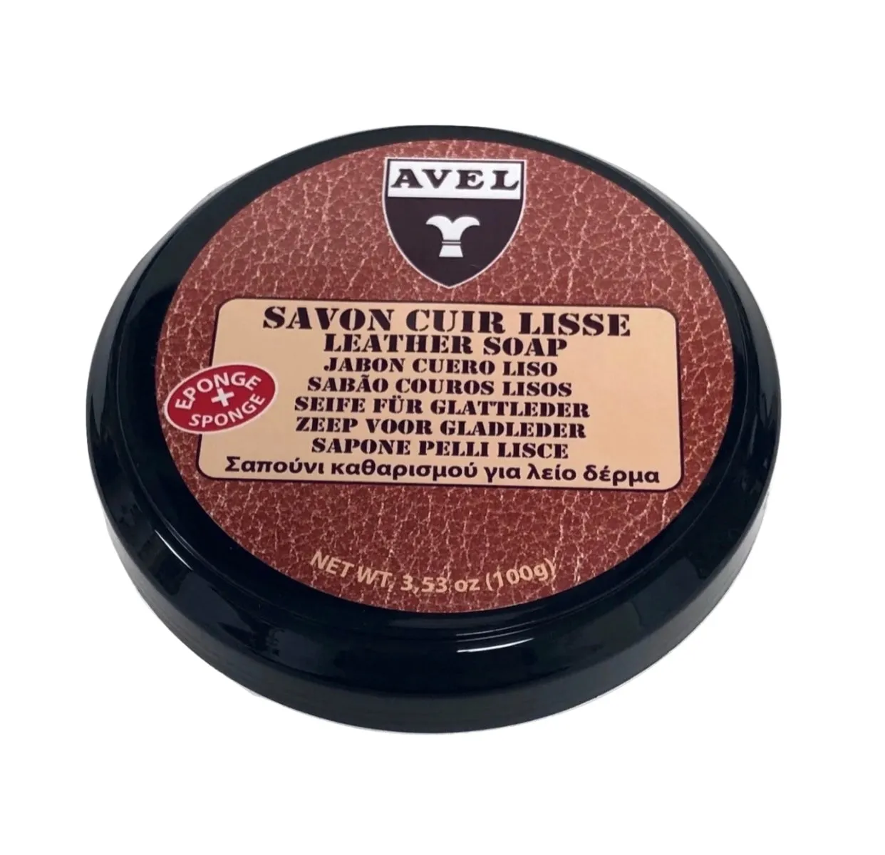Avel Savon Cuir Lisse Leather Soap Cleaner Sponge Applicator 100g Made In France
