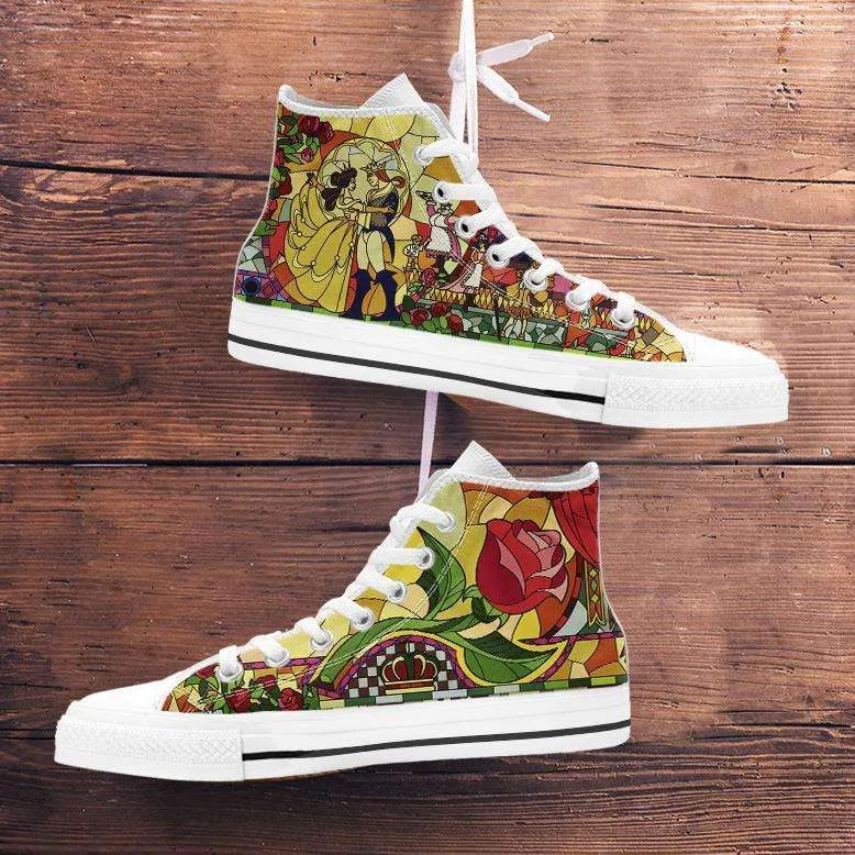 Beauty and the Beast Canvas High Top Shoes V2