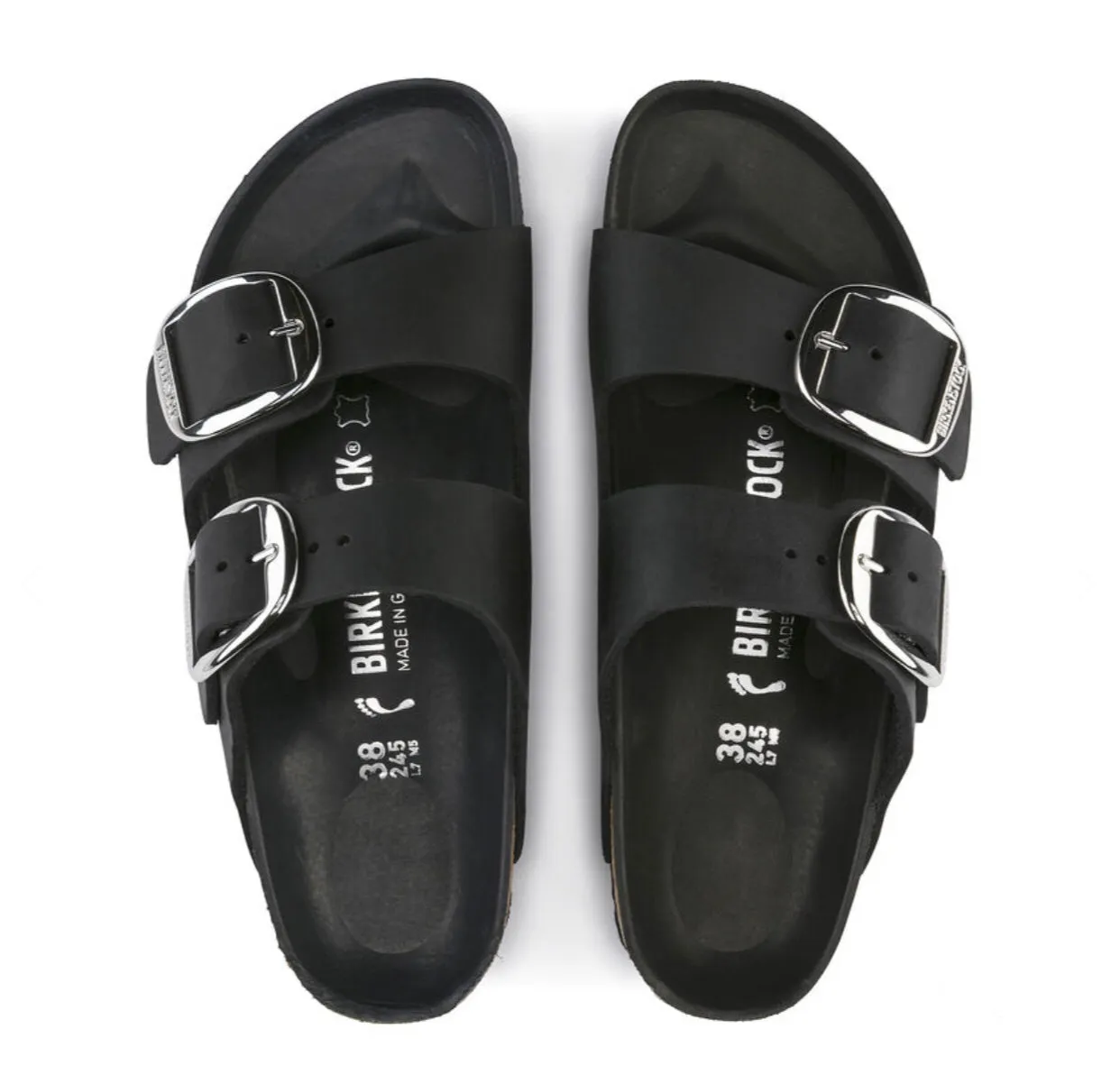 Birkenstock Arizona Big Buckle Black Oiled Leather Made In Germany