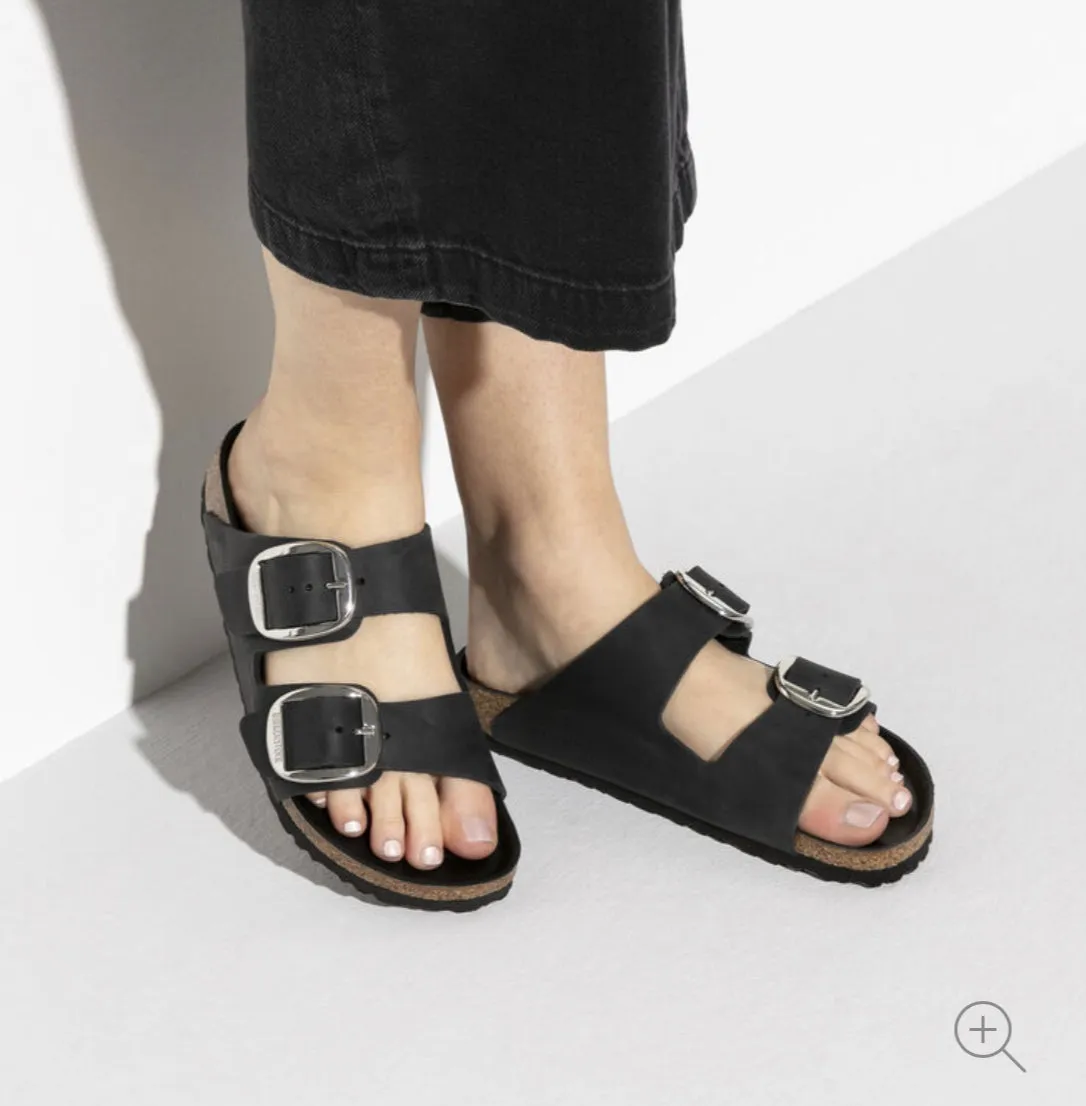 Birkenstock Arizona Big Buckle Black Oiled Leather Made In Germany