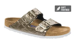 Birkenstock Arizona Spectral Platin Gold Metallic Leather Soft Footbed Made In Germany