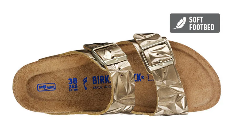 Birkenstock Arizona Spectral Platin Gold Metallic Leather Soft Footbed Made In Germany