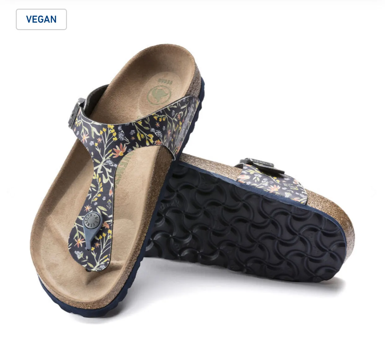 Birkenstock Gizeh Watercolor Flower Navy Vegan Made In Germany