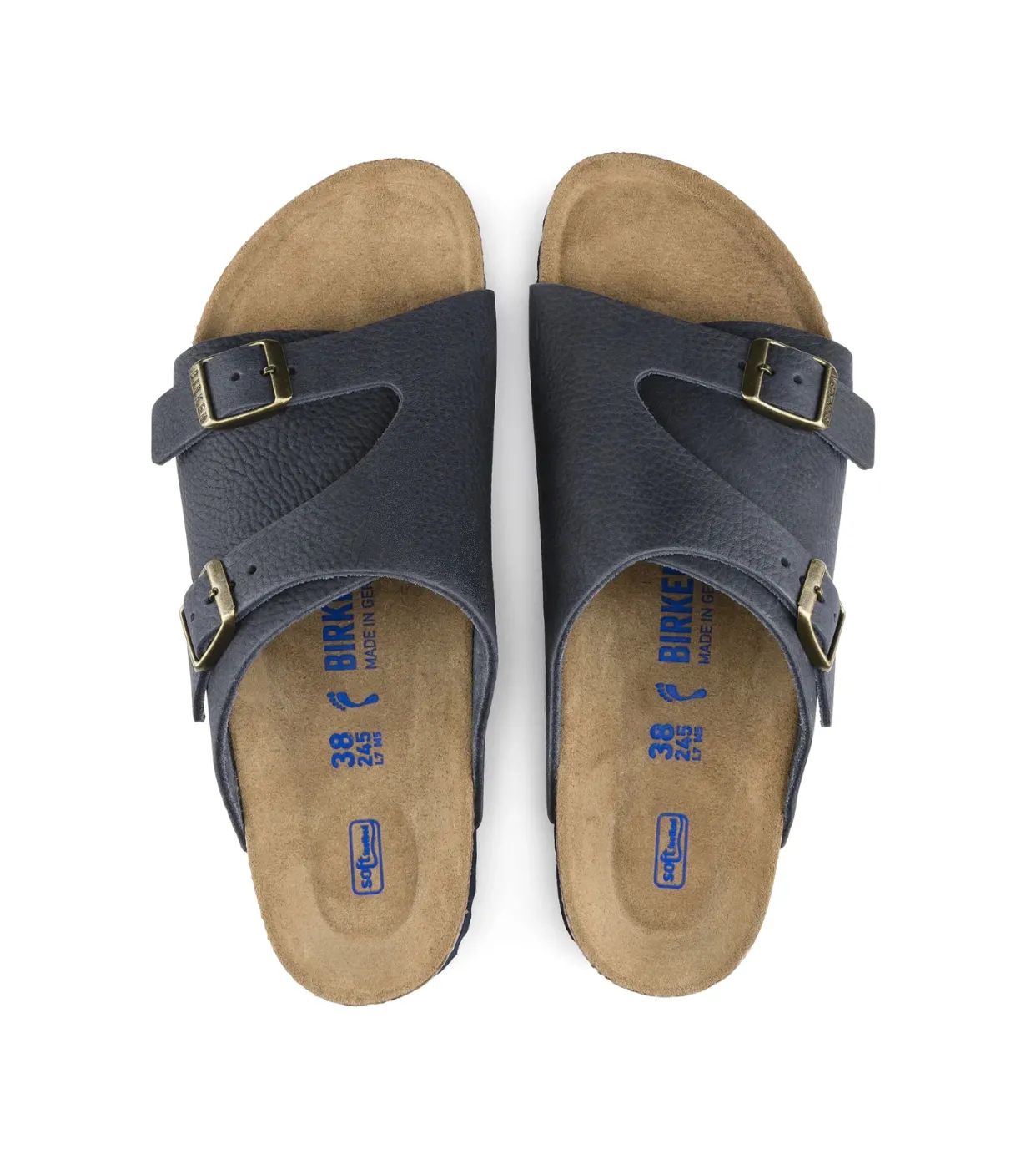 Birkenstock Zurich Steer Indigo Nubuck Leather Soft Footbed Made In Germany