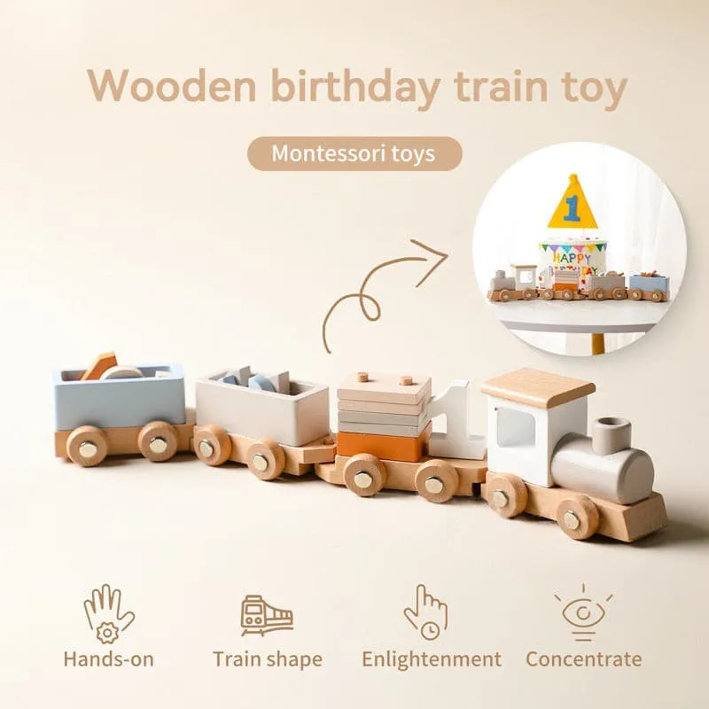 Birthday Wooden Toy Train. Perfect Gift for Toddler