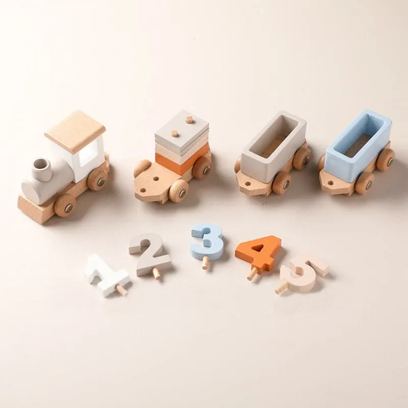 Birthday Wooden Toy Train. Perfect Gift for Toddler