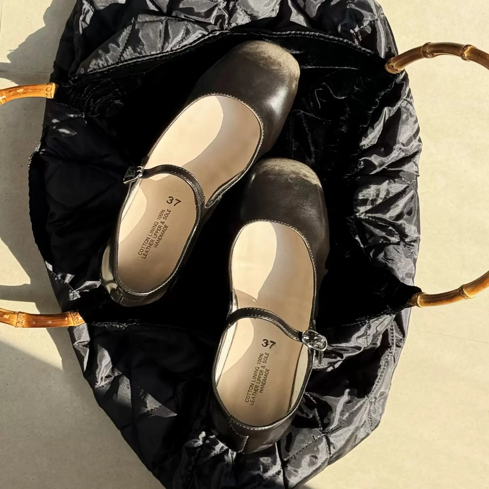 Black Leather Mary Jane Shoes