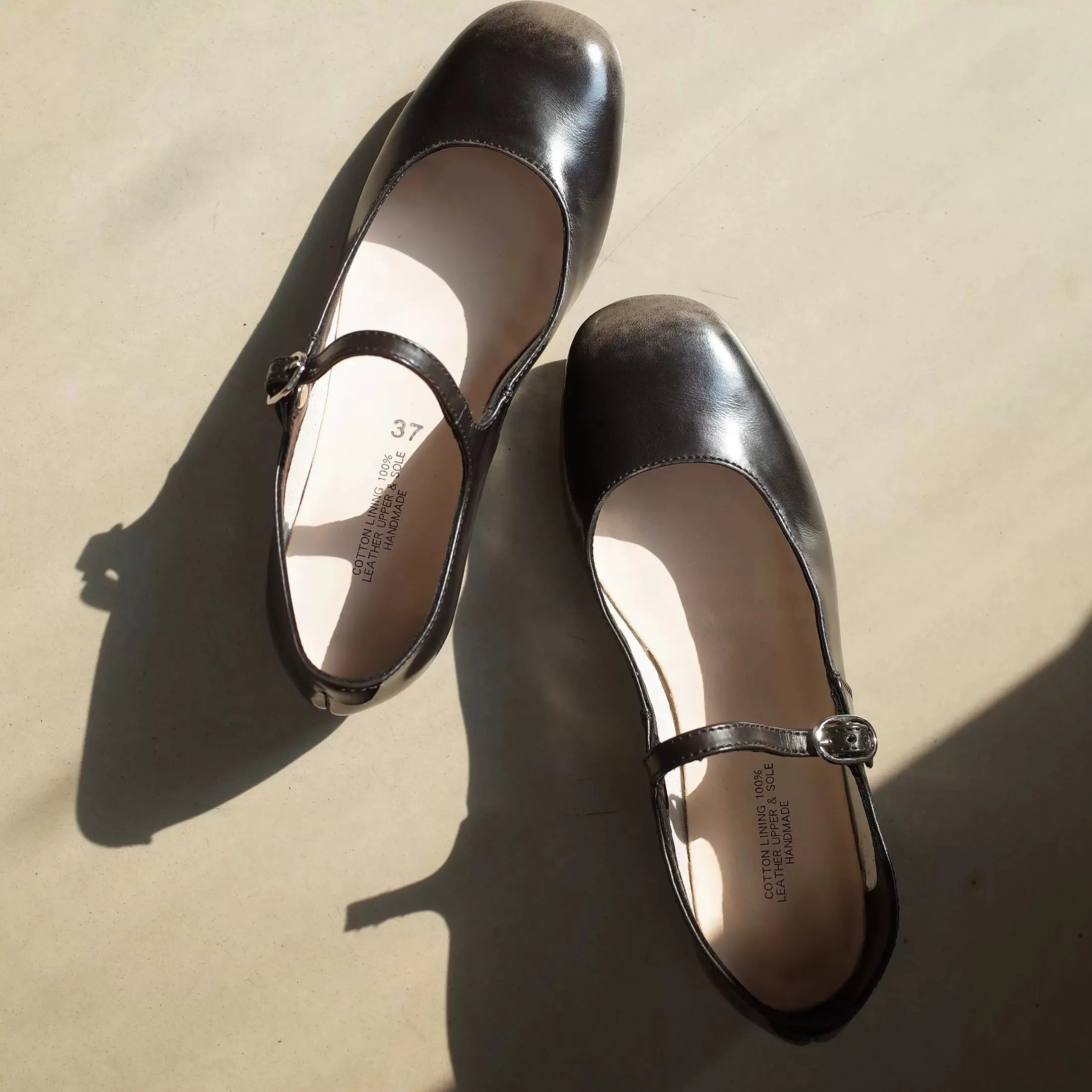 Black Leather Mary Jane Shoes