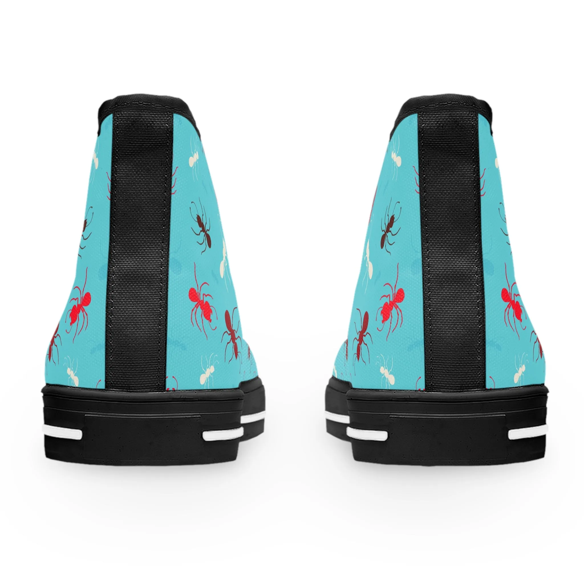 Blue and Red Fire Ant Women's High Top Sneakers