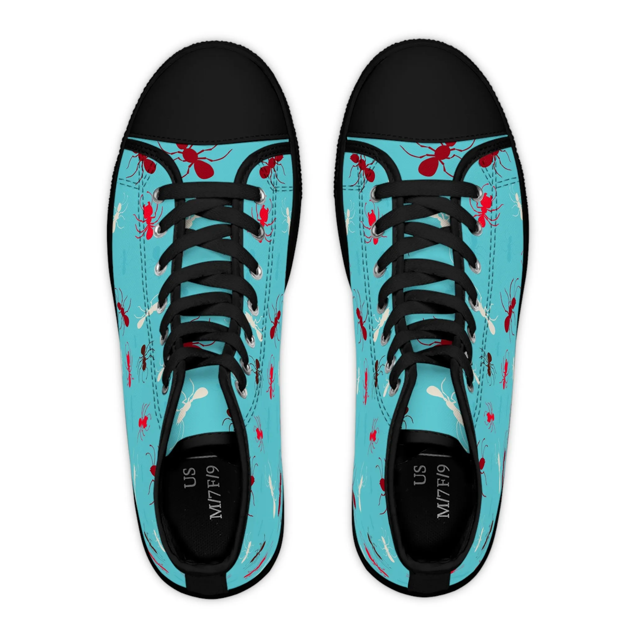 Blue and Red Fire Ant Women's High Top Sneakers