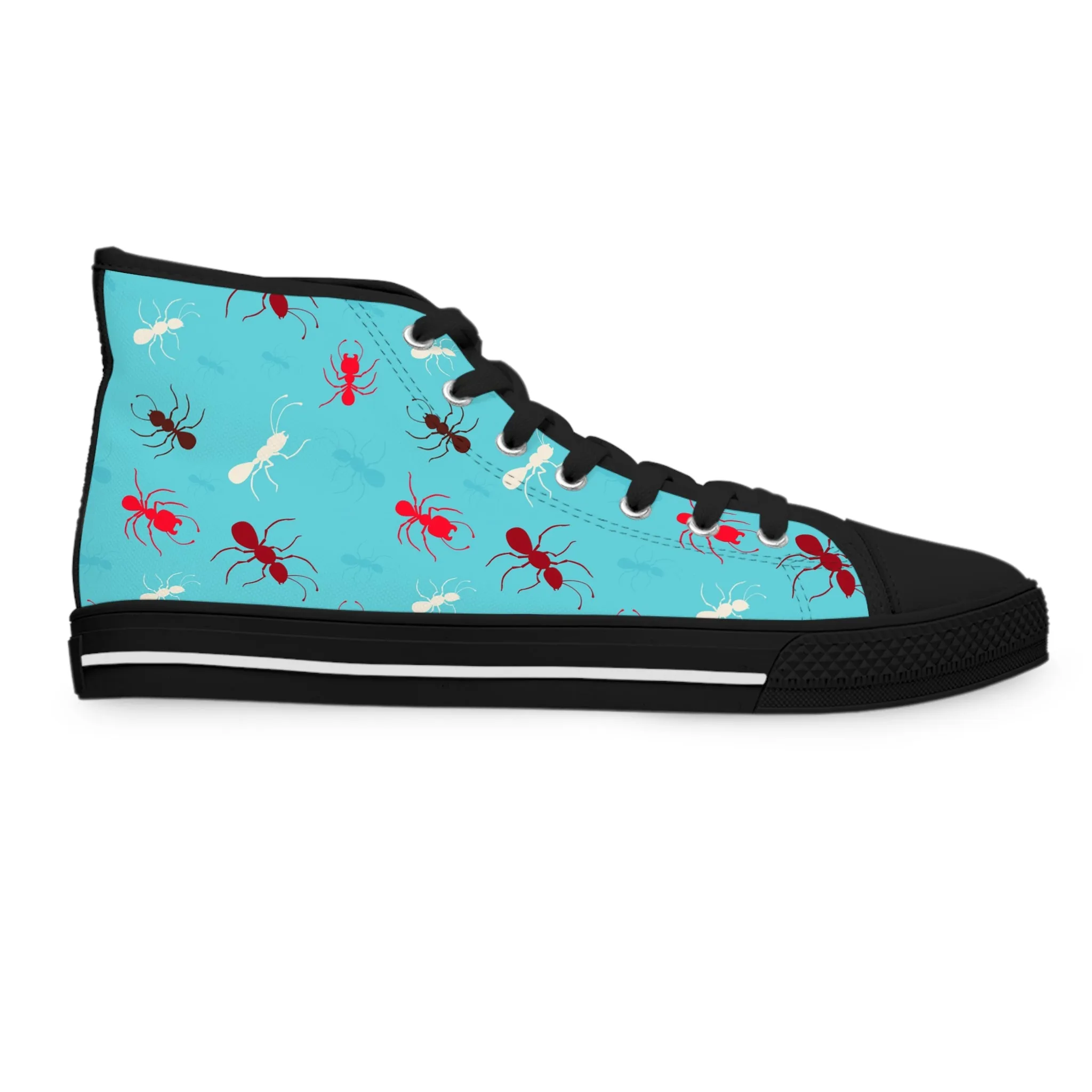 Blue and Red Fire Ant Women's High Top Sneakers