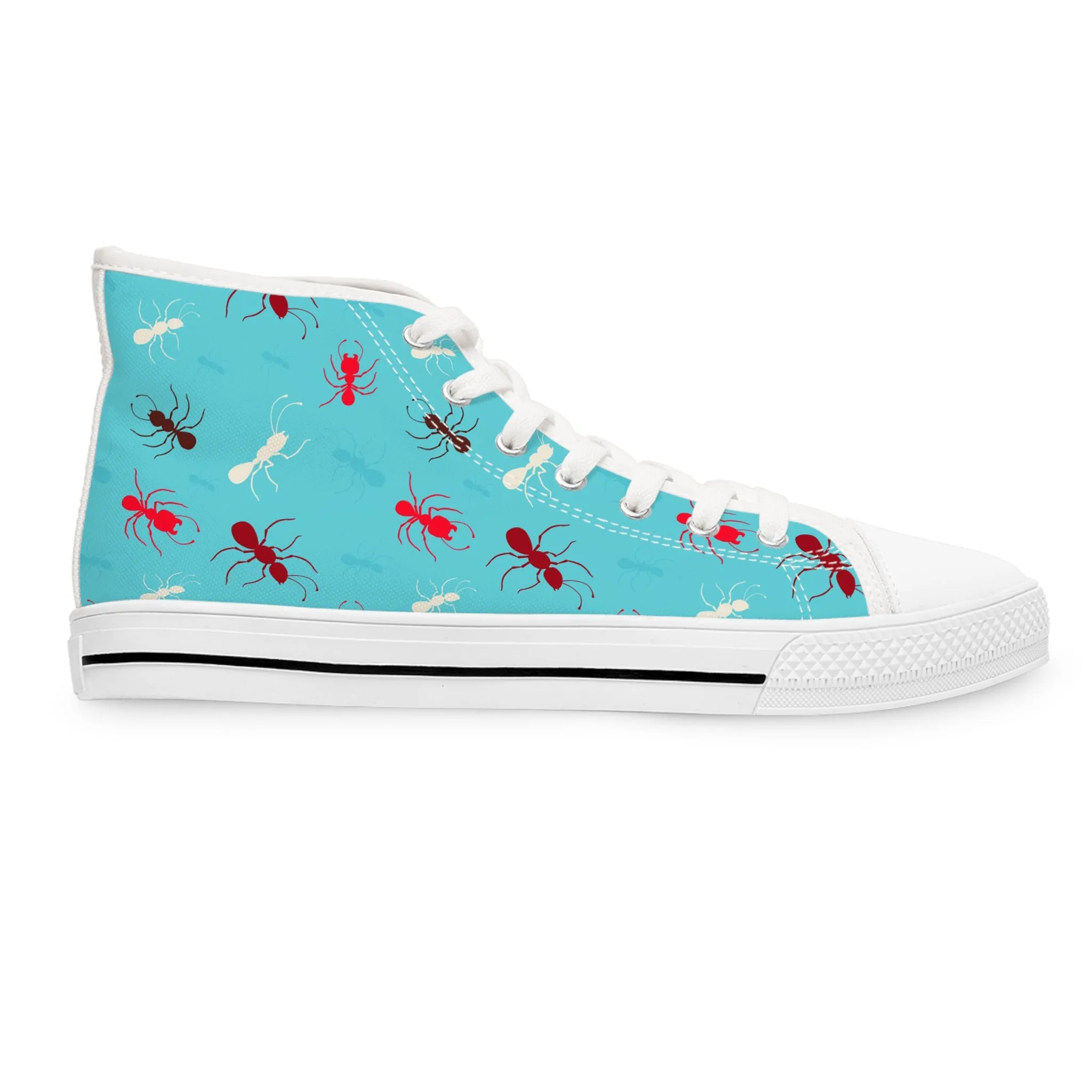Blue and Red Fire Ant Women's High Top Sneakers