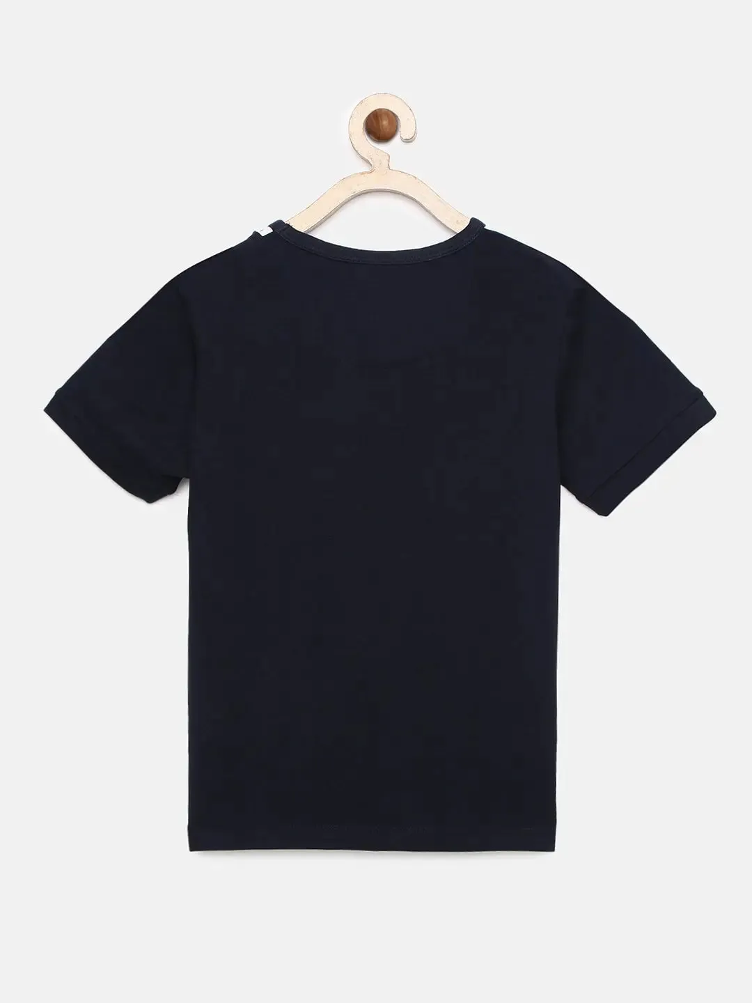 Boys Blue Striped Round Neck Cotton T-shirt