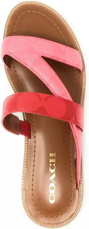 COACH Women's Harlan Signature Sandal Pink Lemonade Multi