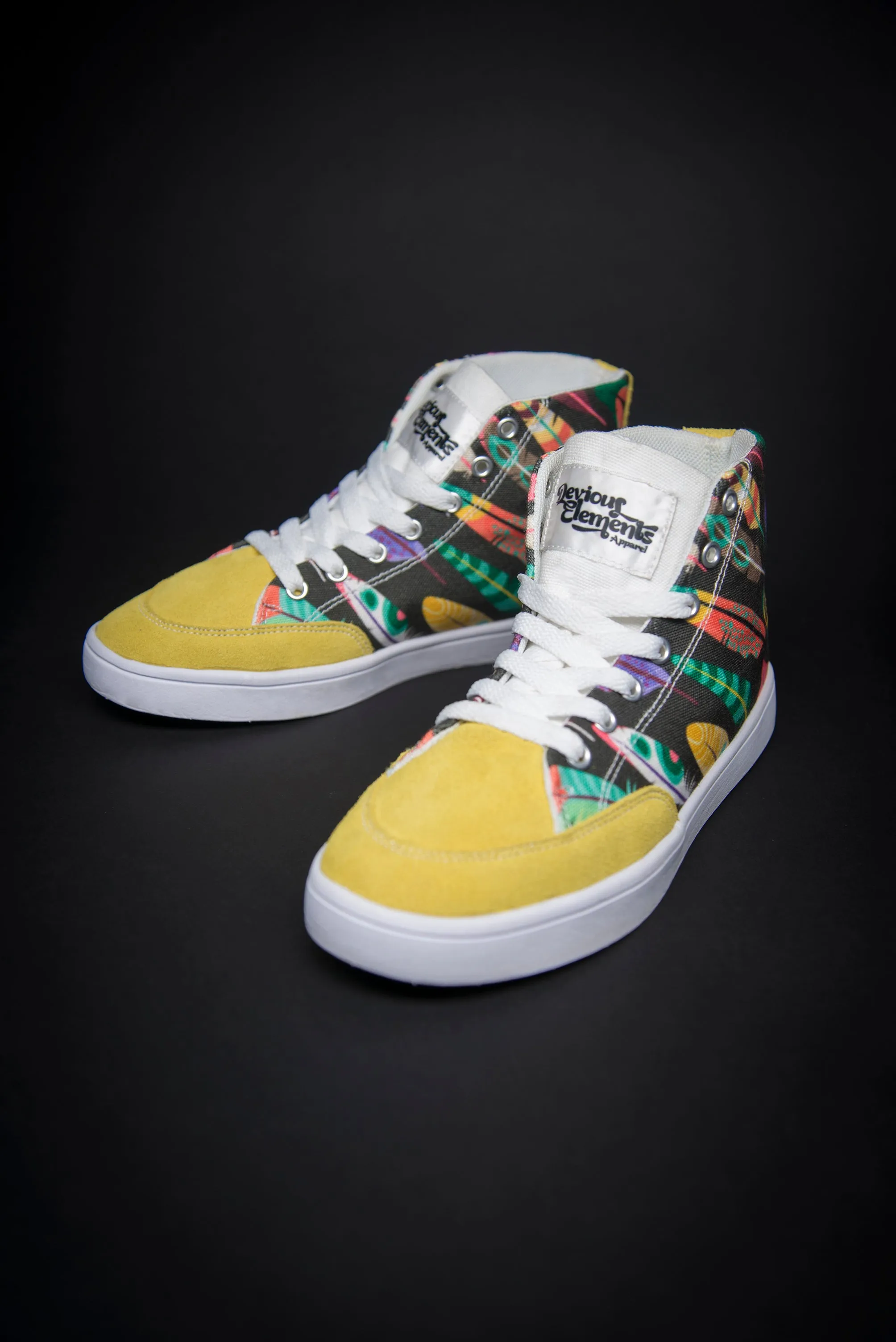 Colorful Feathers Print Canvas Hi-Top Ladies Sneakers