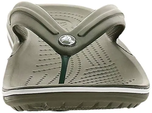 crocs Unisex Adult Crocband Flip Army Green/White Flop-10 UK Men (M11) (11033)