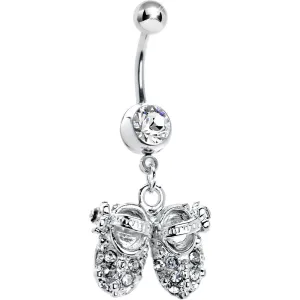 Crystalline Jeweled Baby Shoes Belly Ring