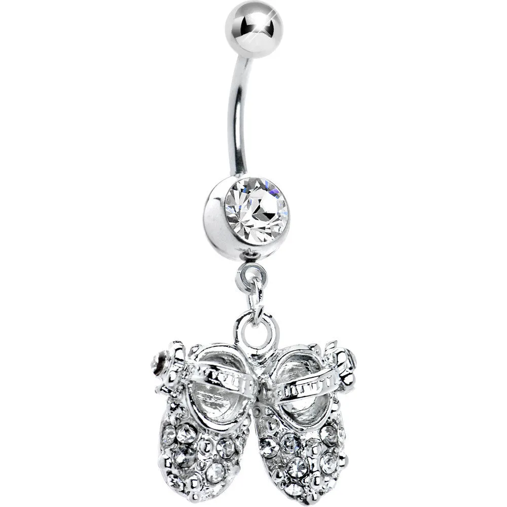 Crystalline Jeweled Baby Shoes Belly Ring