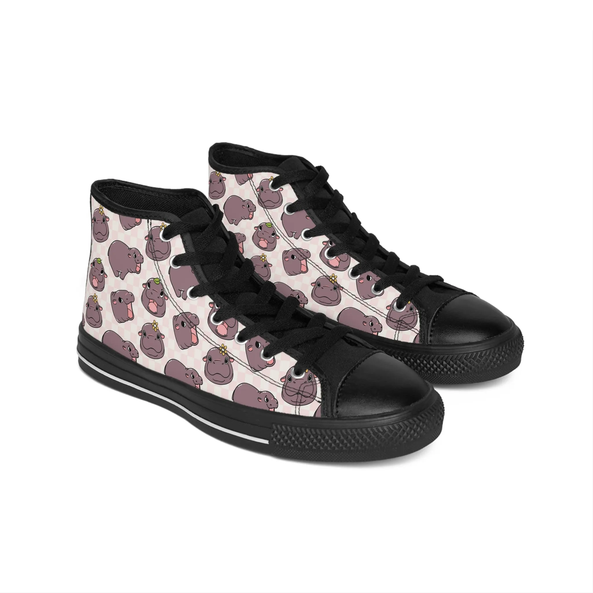 Cute Grumpy Hippo Women's Classic Sneakers