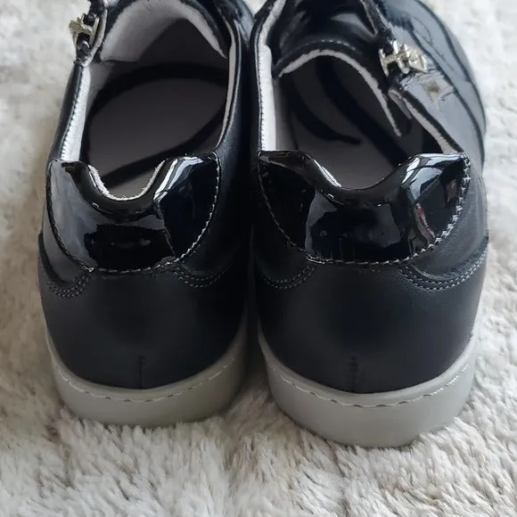 David Tate Italian Black Patent Suede Leather Traveler Fashion Sneaker Size 7