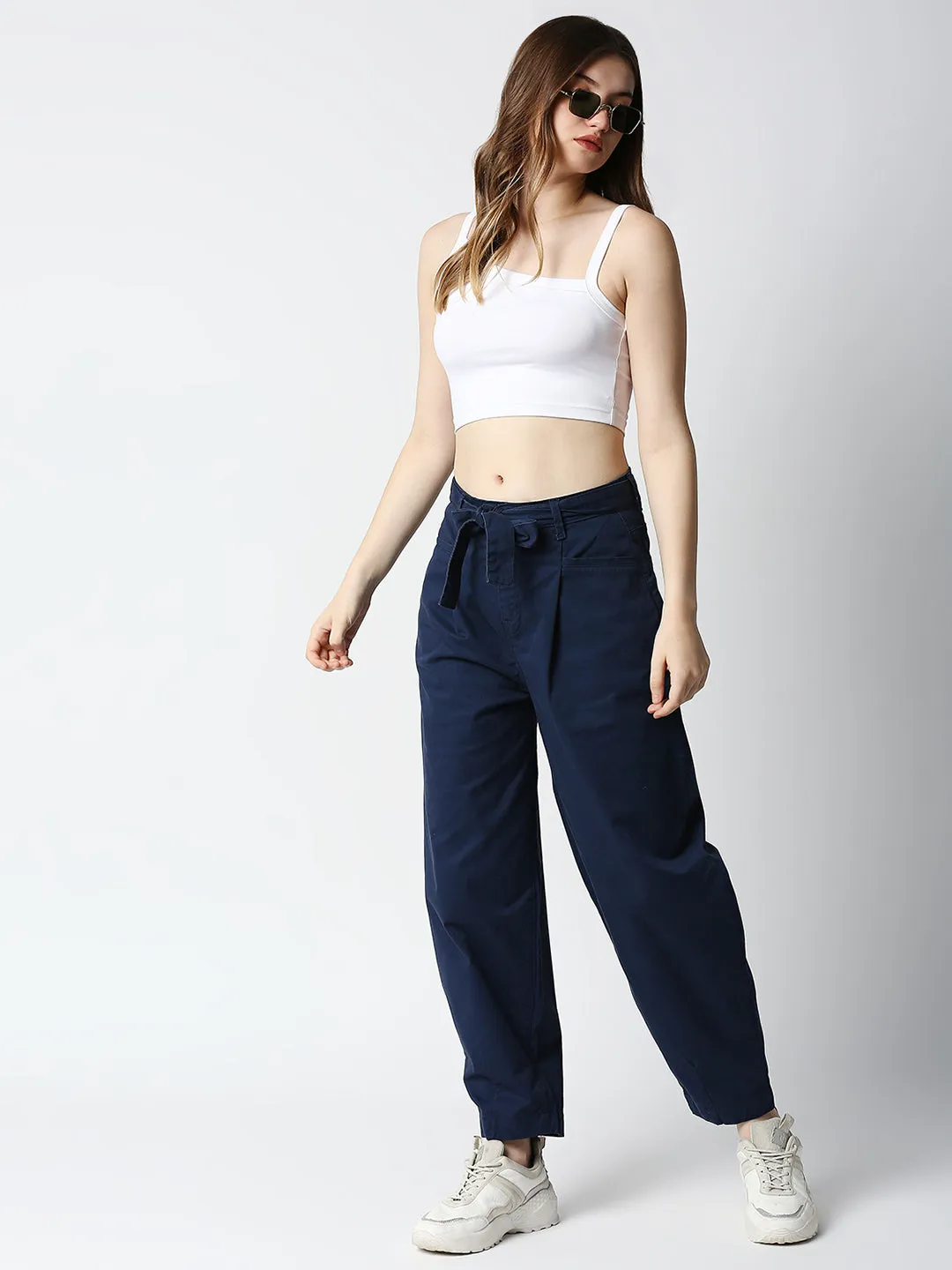 Disrupt Women White Slant Neckline Trendy Slim Fit Sleeveless Crop Top