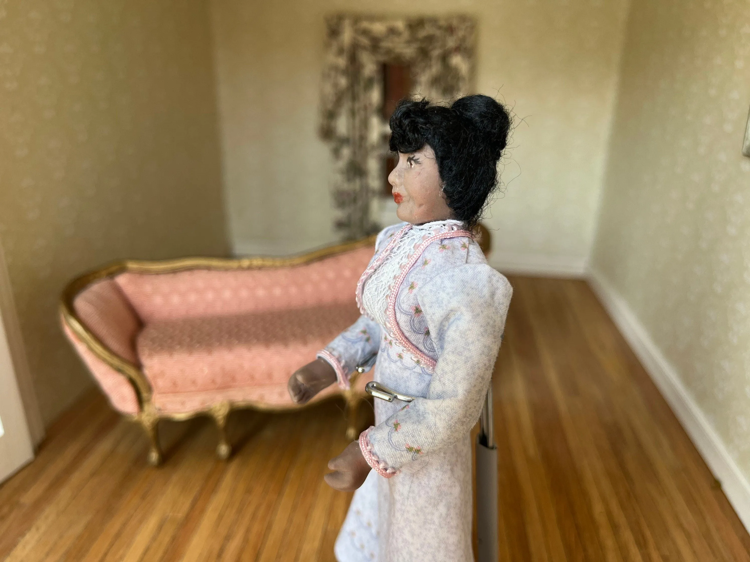 Dollhouse Miniatures~ Patsy Thomas African American Lady Doll in Edwardian Dress