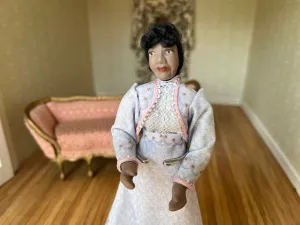 Dollhouse Miniatures~ Patsy Thomas African American Lady Doll in Edwardian Dress