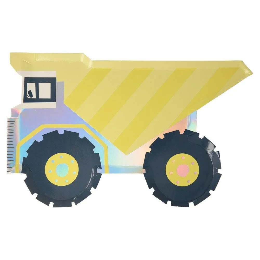 Dump Truck Paper Plates, Set of 8 Truck Party Plates, Great for a construction truck-themed birthday party
