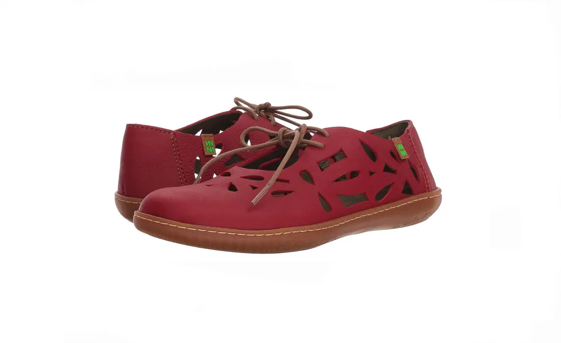 El Naturalista 5271 Tibet Red Perforated Leather 2 Eyelet Shoe Made In Spain
