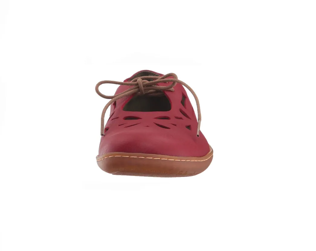 El Naturalista 5271 Tibet Red Perforated Leather 2 Eyelet Shoe Made In Spain