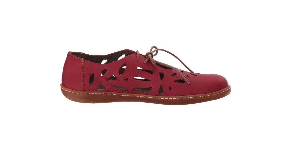 El Naturalista 5271 Tibet Red Perforated Leather 2 Eyelet Shoe Made In Spain