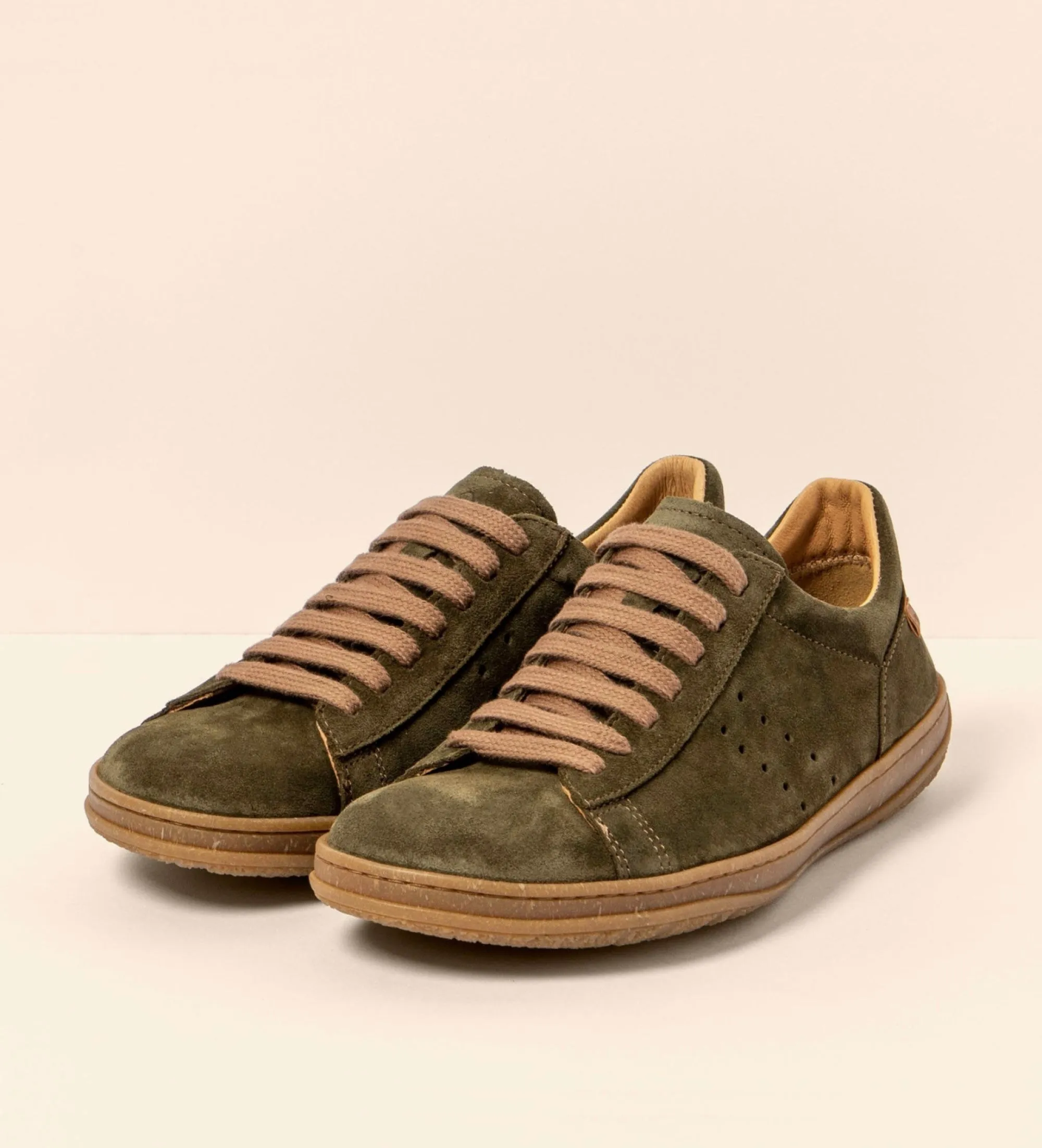 El Naturalista 5395 Amazonas Silk Suede Forest Green 7 Eyelet Shoe Made In Spain