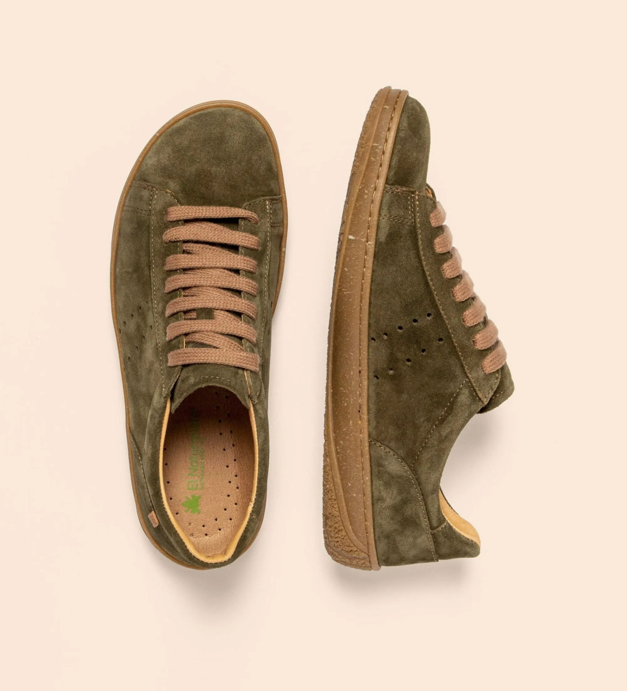 El Naturalista 5395 Amazonas Silk Suede Forest Green 7 Eyelet Shoe Made In Spain