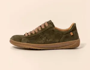 El Naturalista 5395 Amazonas Silk Suede Forest Green 7 Eyelet Shoe Made In Spain