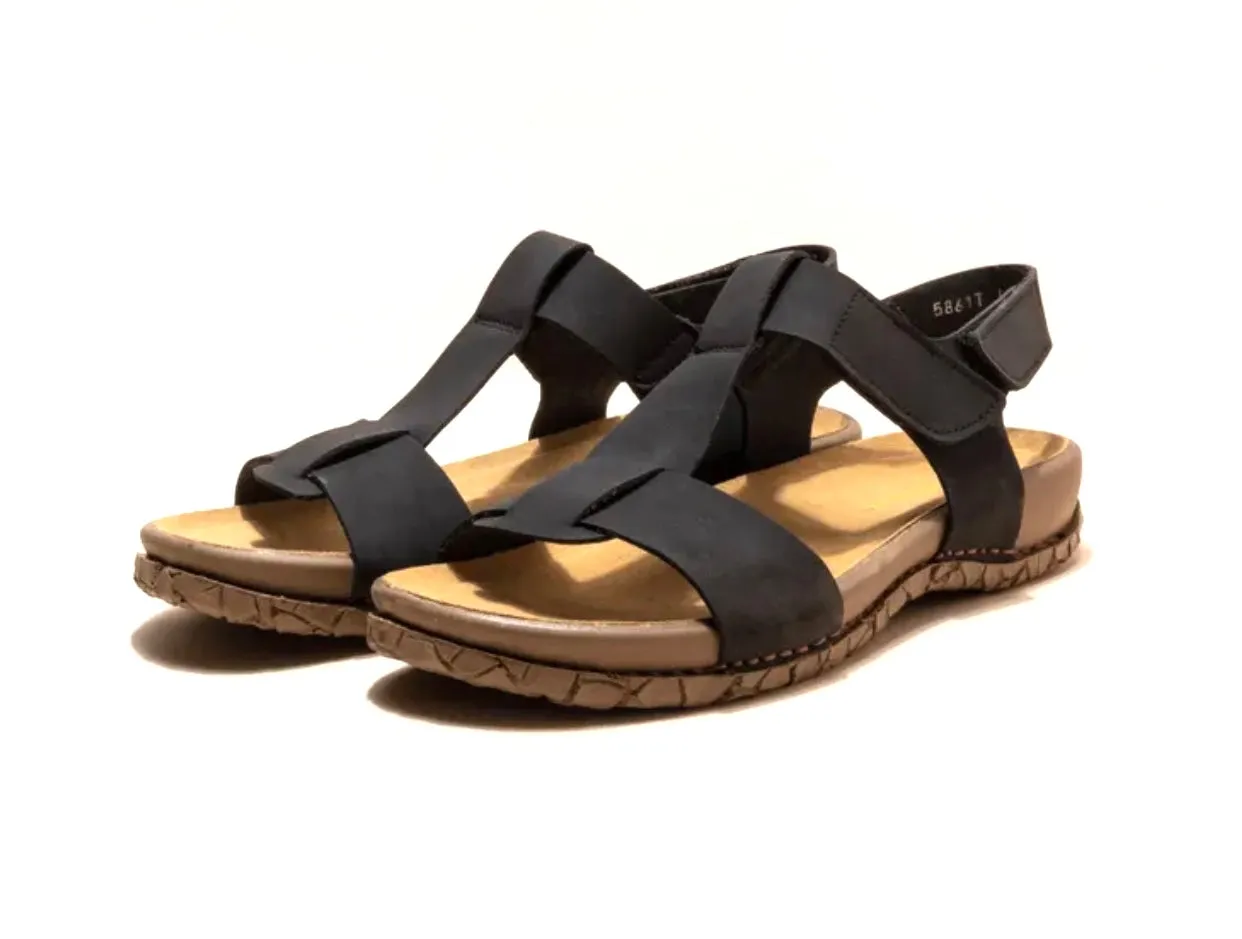 El Naturalista 5861T Black Tabernas Sion Vegan Velcro Sandal Made In Spain