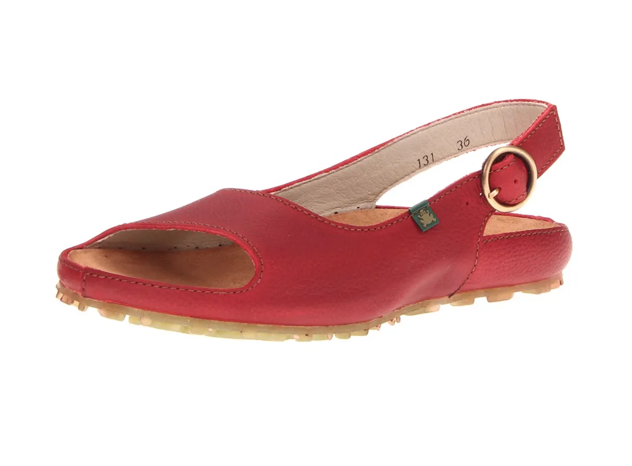 El Naturalista N131 Grain Tibet Red Ikebana Open Toe Buckle Slingback Sandal Made In Spain