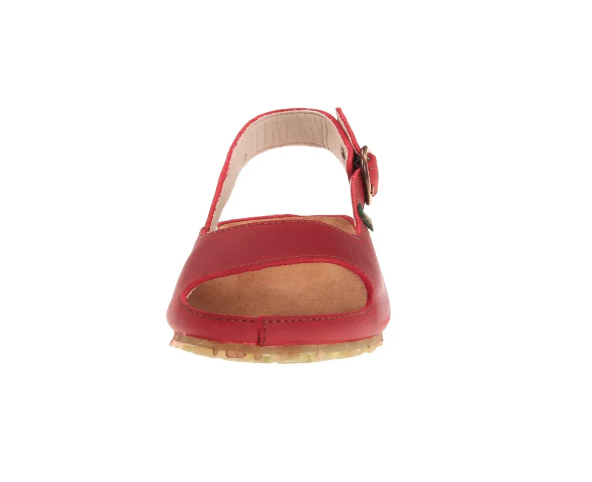 El Naturalista N131 Grain Tibet Red Ikebana Open Toe Buckle Slingback Sandal Made In Spain