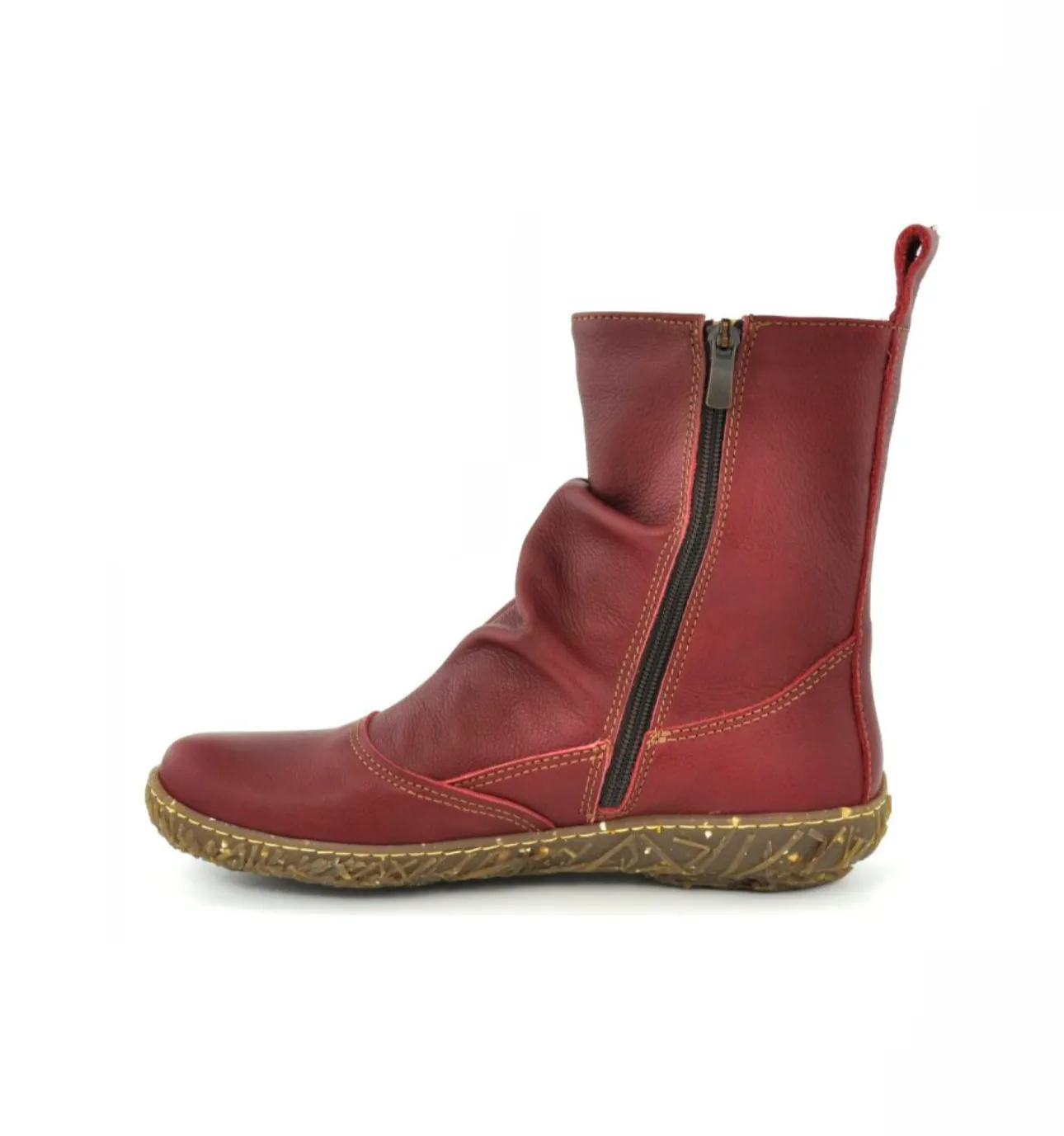 El Naturalista N722 Cereza Burgundy Red Nido Natural Grain Zip Mid Calf Made In Spain