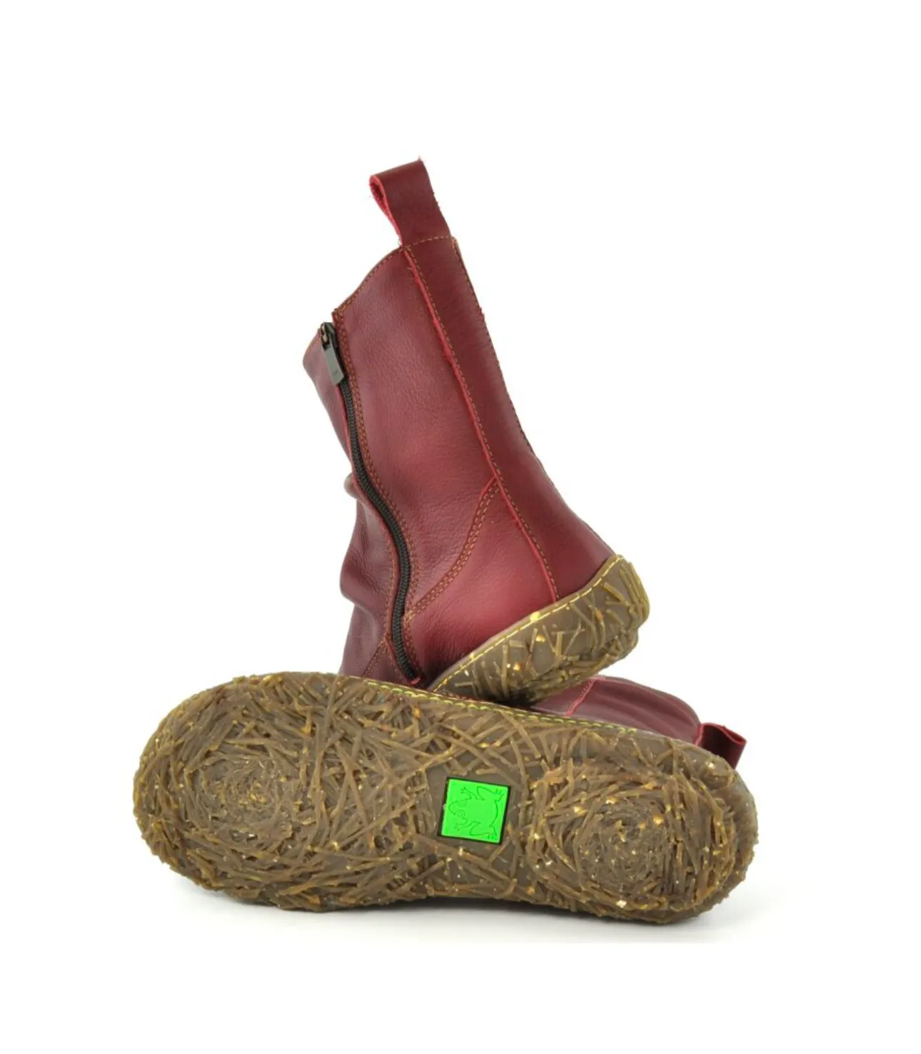 El Naturalista N722 Cereza Burgundy Red Nido Natural Grain Zip Mid Calf Made In Spain